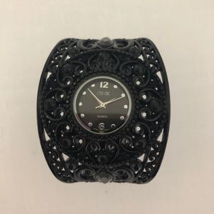 Black filigree watch - decorative bracelet
